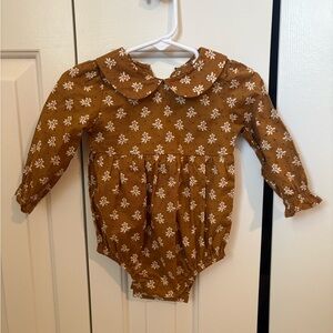 Rylee + Cru Cora Brown Floral Romper 6-12 months